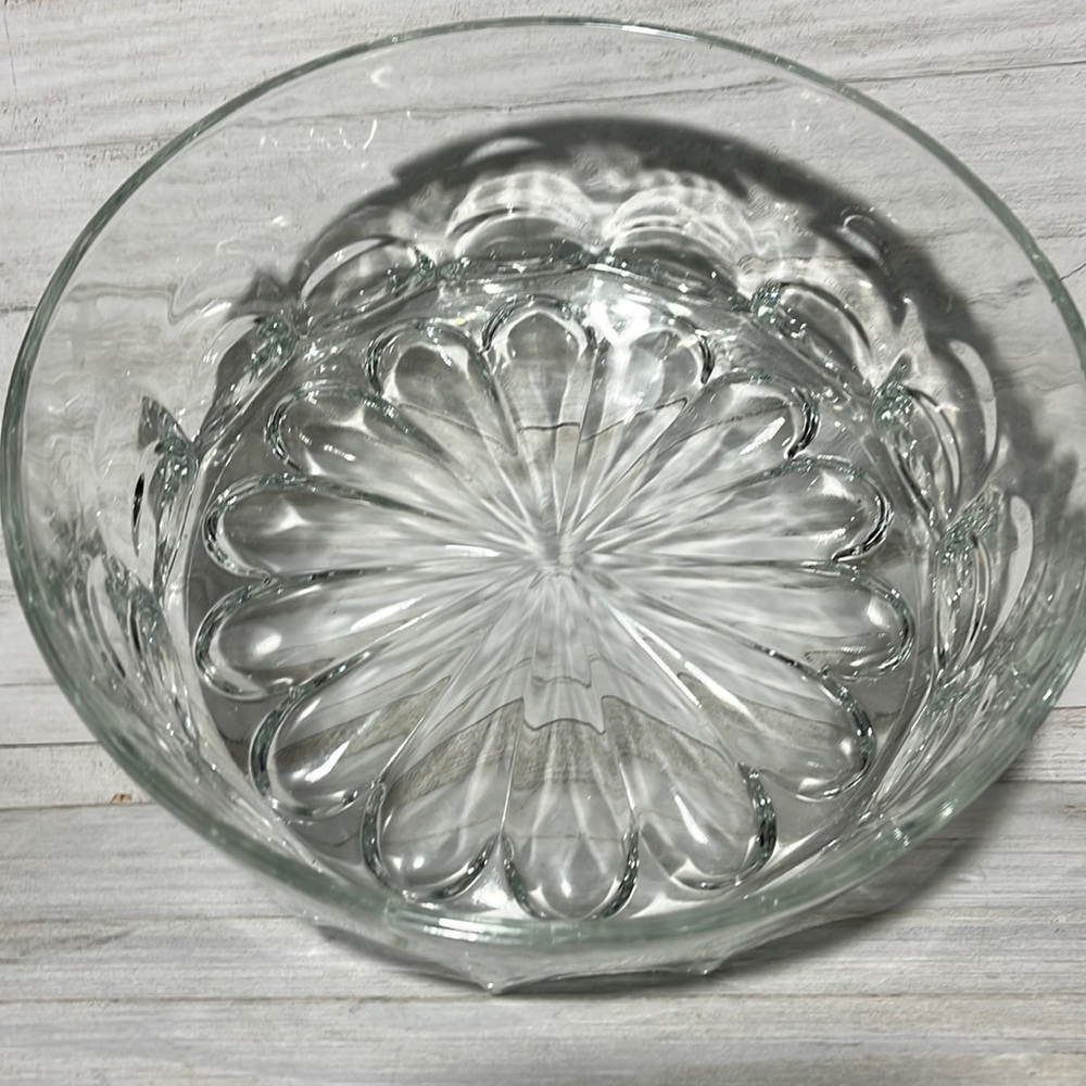 Vintage Javit Crystal Glass Serving Bowl  10 inches wide